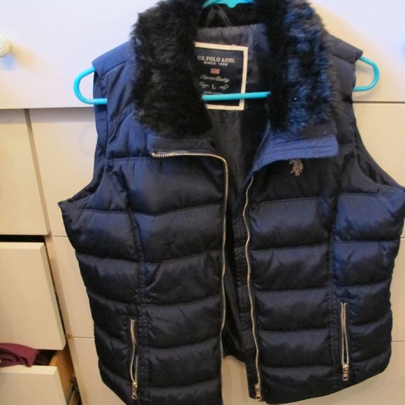sitewide sale US Polo Assoc Puffer Vest with fake fur collar size large - Picture 1 of 4